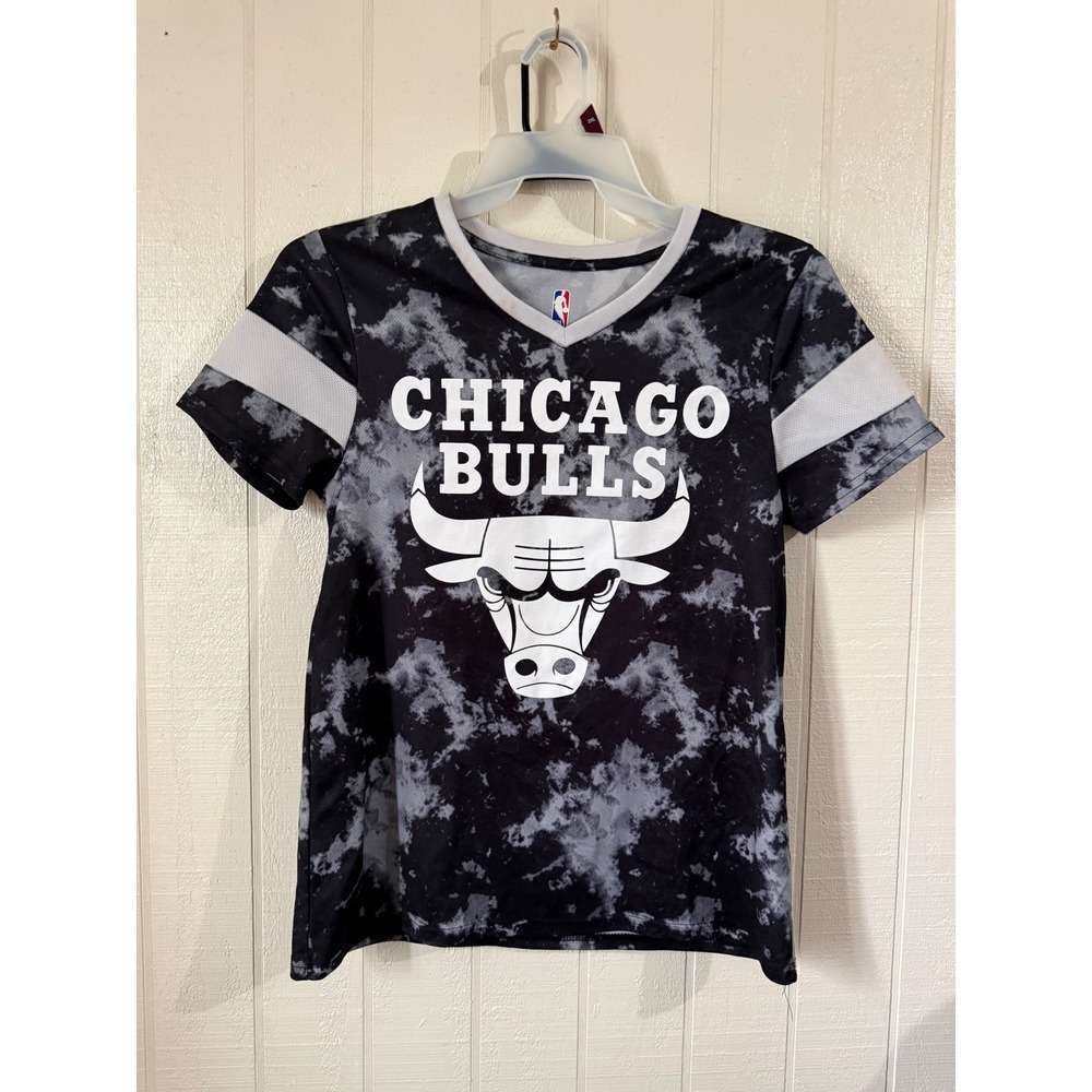 NBA Chicago Bulls Tie Dye Mesh Jersey Shirt Black White Women Medium 66 Graphic